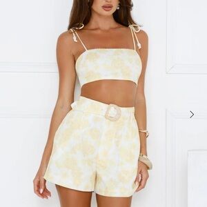 HELLO MOLLY LEMON GROVE CROP TOP SHORT SET